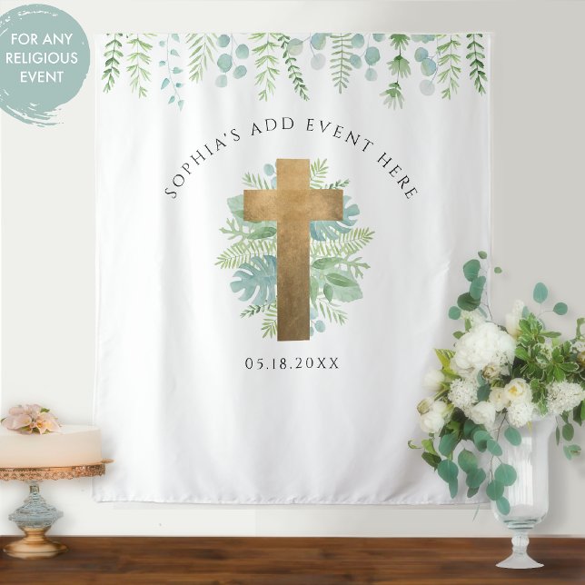 Religious Event, Elegant Greenery Photo Backdrop (Creator Uploaded)