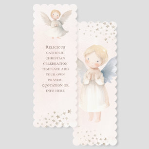 religious event little angels pink background bookmarks