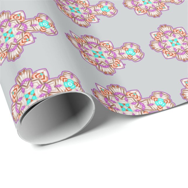 Religious Event Ornate Colorful Crucifix Design Wrapping Paper (Roll Corner)
