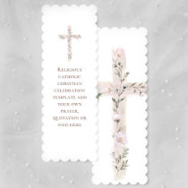 religious event pink floral cross bookmarks
