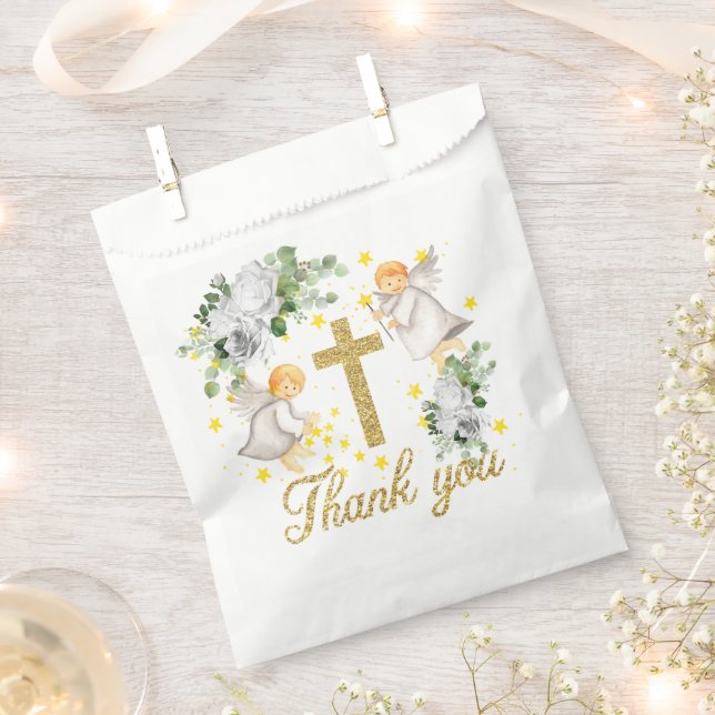Religious Events Watercolor Angels Thank you Favor Bag (Clipped)