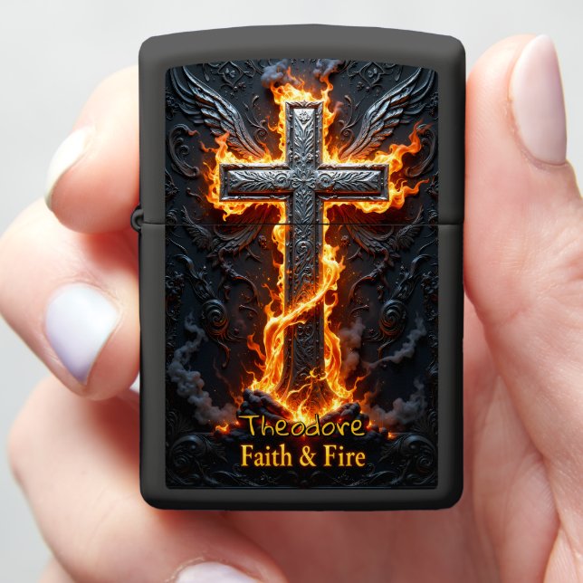 Religious Faith and Fire Zippo Lighter (In Hand)