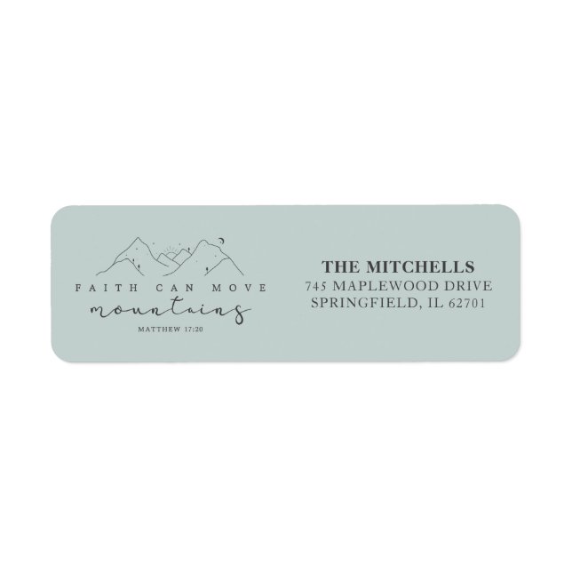 Religious Faith Moves Mountains Modern Boho Custom Label (Front)
