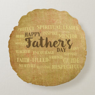 Religious Father’s Day, Qualities of Father Round Pillow