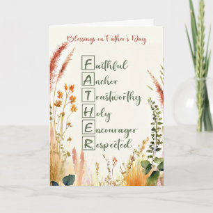 Religious Father's Day Acrostic Words Wildflowers Card