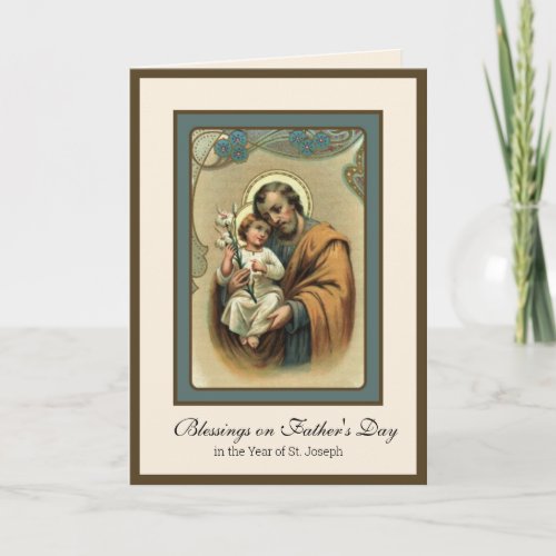 Religious Fathers Day Vintage St Joseph Prayer  Card