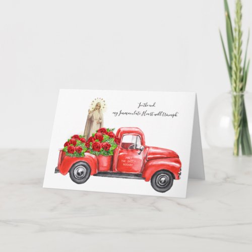 Religious Fatima  Rosary Red Truck Catholic  Card