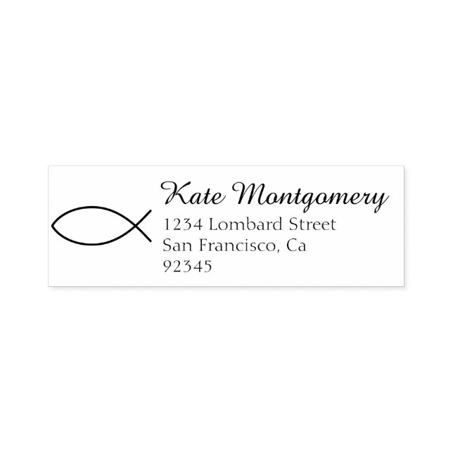 Religious Fish Symbol Christian Return Address Self-inking Stamp (Design)