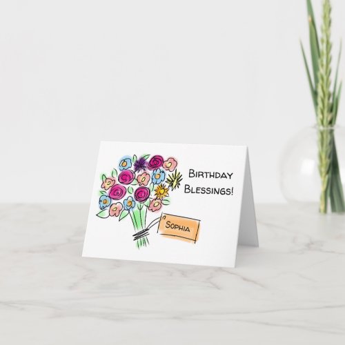 Religious Floral Bouquet Birthday Card