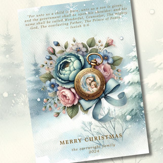 Religious Floral Christmas Nativity Scripture Holiday Card (Creator Uploaded)