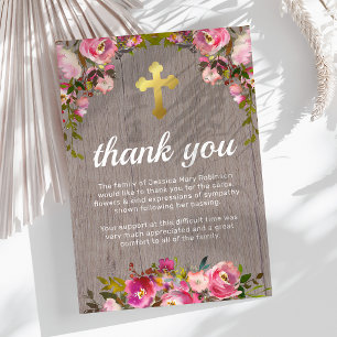 Religious Floral Funeral Thank You Card