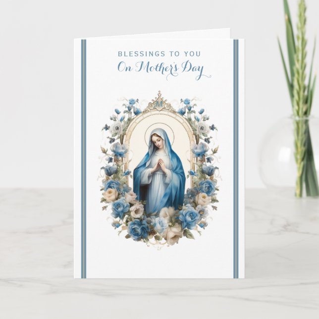 Religious Floral Mothers Day Prayer Card (Front)