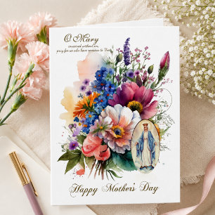 Religious Floral Mothers Day Prayer Card