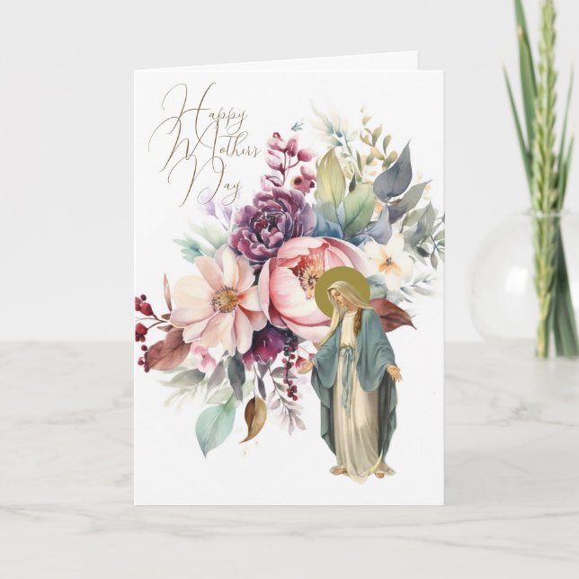 Religious Floral Mothers Day Prayer Card (Front)