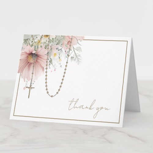 Religious Floral Rosary Scripture Appreciation Thank You Card