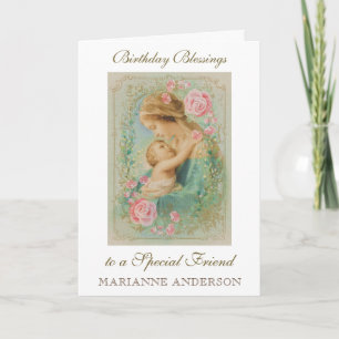 Religious Friend Birthday Virgin Mary Jesus  Card