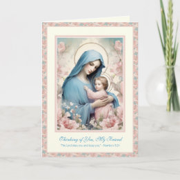 Religious Friendship Prayer Blessed Mary & Jesus Card