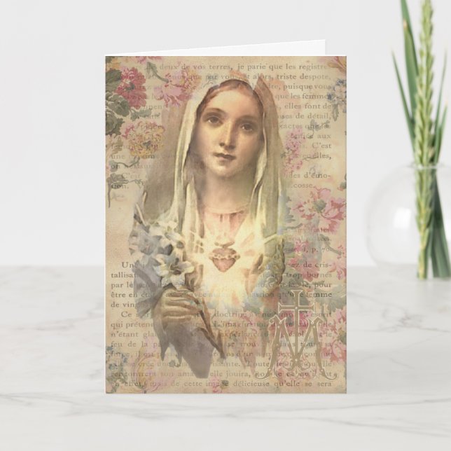 Religious Friendship Prayer Virgin Mary Vintage Card (Front)