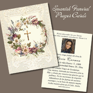 Religious Funeral Crucifix Floral Wreath Note Card
