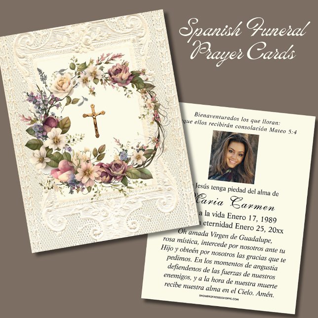 Religious Funeral Crucifix Floral Wreath  Note Card (Creator Uploaded)