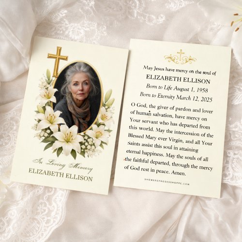 Religious Funeral Memorial Photo Prayer 