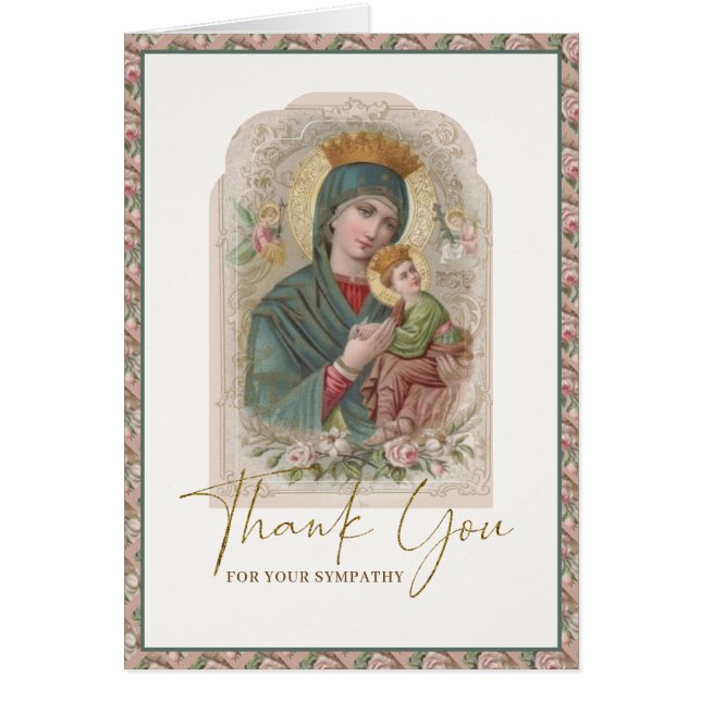 Religious Funeral Sympathy Virgin Mary Thank You (Front)
