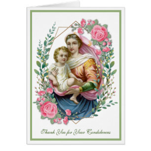 Religious Funeral Sympathy Virgin Mary Thank You Cards
