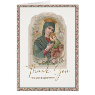 Religious Funeral Sympathy Virgin Mary Thank You Cards