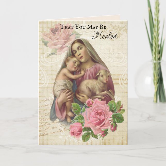 Religious Get Well Virgin Mary Catholic Card (Front)