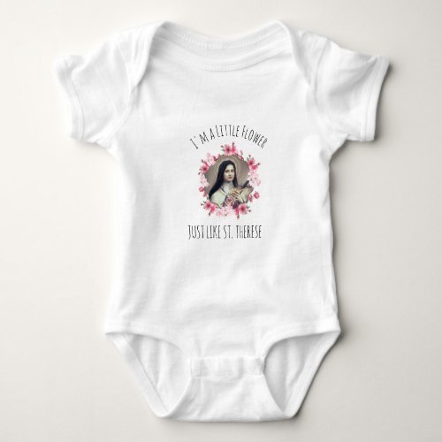 Religious Girl Baby St Therese Pink Roses Baby Bodysuit