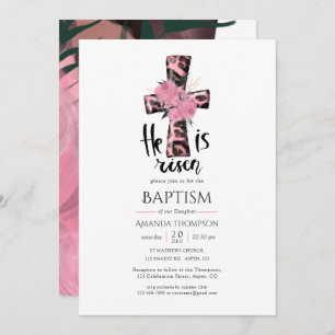Religious Girly Christian Baptism Invitation