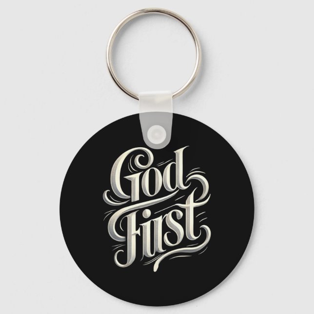 Religious God First Faith Based New Believer Cloth Keychain (Front)