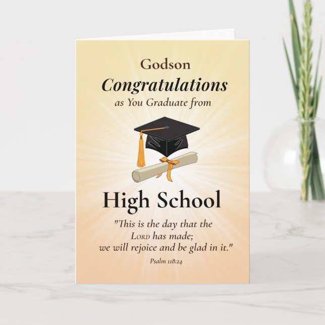 Religious Godson Graduate Congratulation Christian Card (Front)