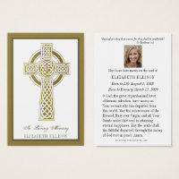Religious Gold Celtic Cross  Funeral Prayer Card