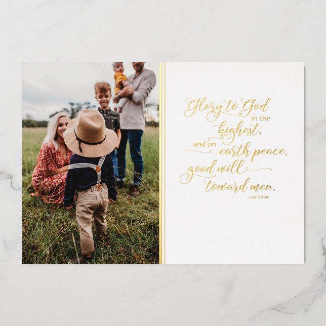 Religious Gold Christmas Photo Card (Front)