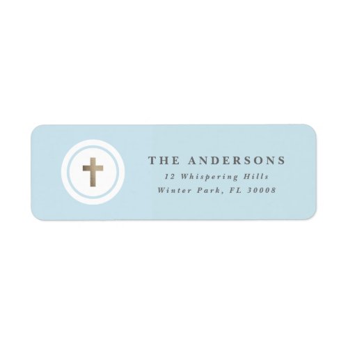 Religious gold cross return address label