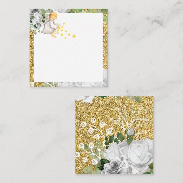 Religious Gold Glitter Gender Neutral  Note Card (Front/Back)