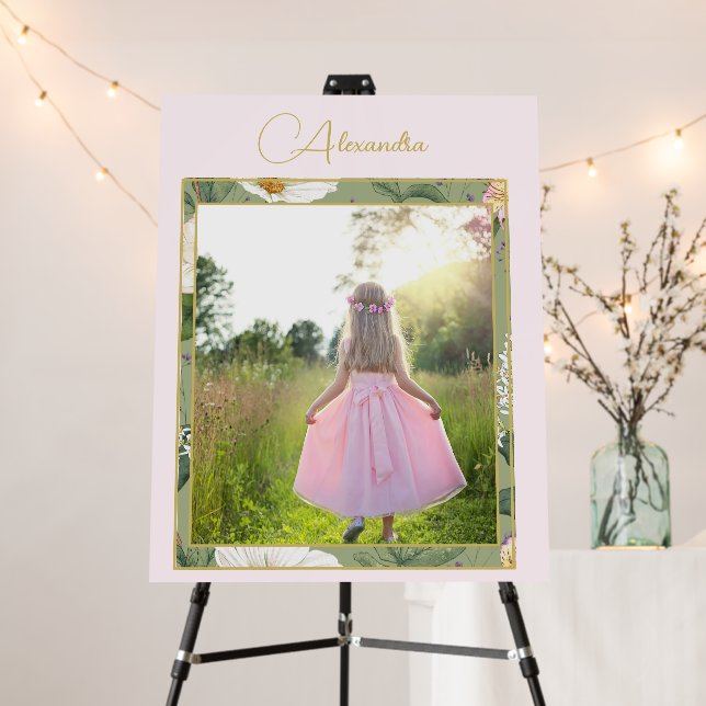 Religious Gold Green Flowers Elegant Personal Foam Board (In Situ (Stand))