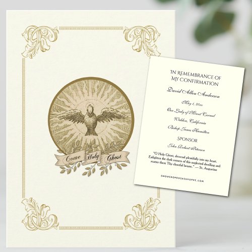 Religious Gold Sacrament Confirmation Holy Card __