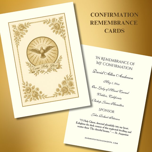 Religious Gold Sacrament Confirmation Holy Card -- (Creator Uploaded)