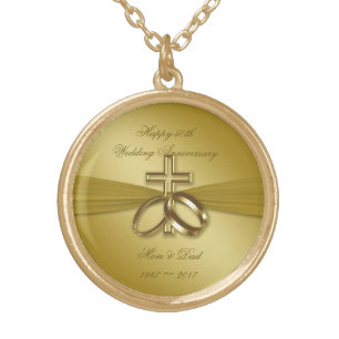 Religious Golden 50th Anniversary Gold Plated Necklace