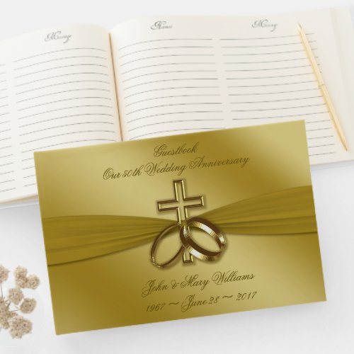 Religious Golden 50th Anniversary Guestbook