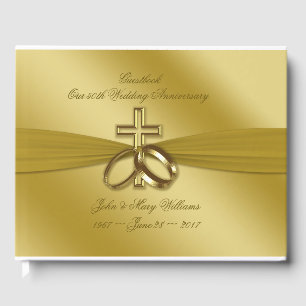 Religious Golden 50th Anniversary Guestbook