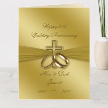 Religious Golden 50th Wedding Anniversary 8.5 X 11 Card by CreativeCardDesign at Zazzle