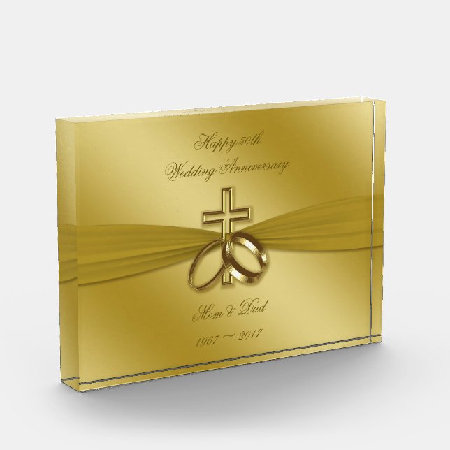 Religious Golden 50th Wedding Anniversary Award (Left)