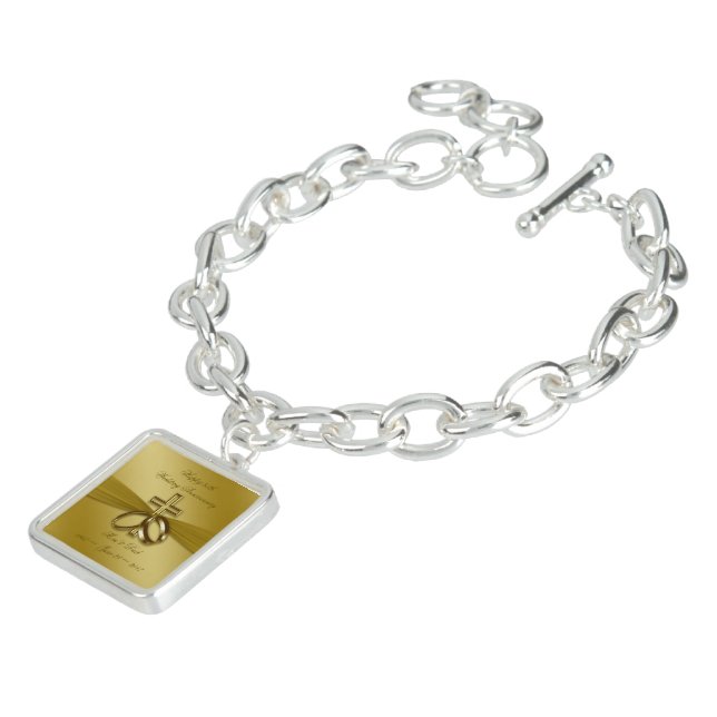 Religious Golden 50th Wedding Anniversary Bracelet (Side)