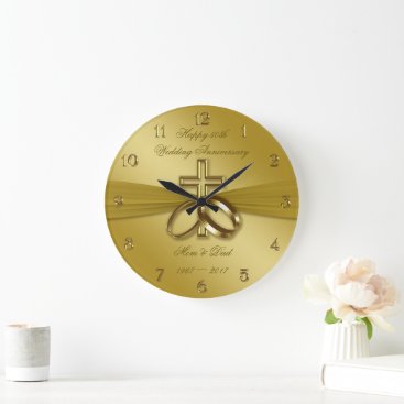 Religious Golden 50th Wedding Anniversary Clock
