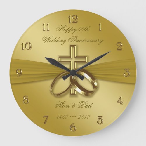 Religious Golden 50th Wedding Anniversary Clock