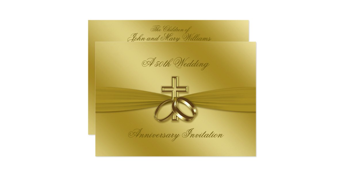 Religious Golden 50th Wedding Anniversary Invite | Zazzle.com
