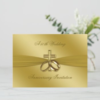 Religious Golden 50th Wedding Anniversary Invite by Digitalbcon at Zazzle